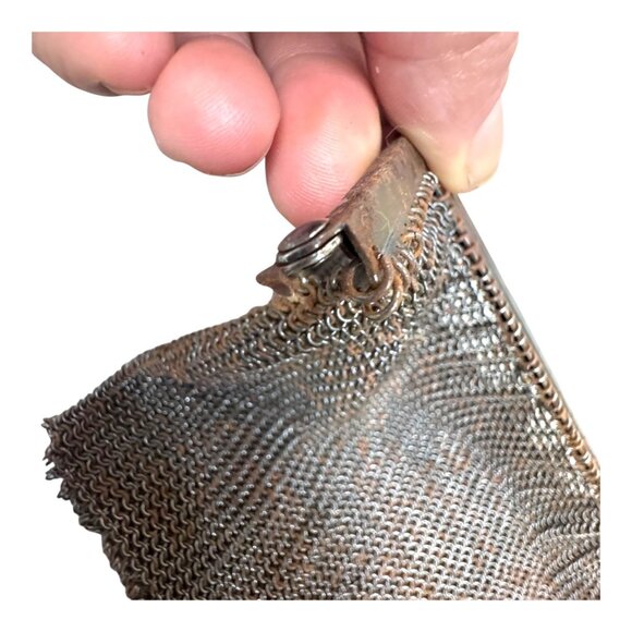 Antique Mesh Evening Chainmail Purse Art Nouveau Chain Handle Women Handbag READ - Picture 6 of 8